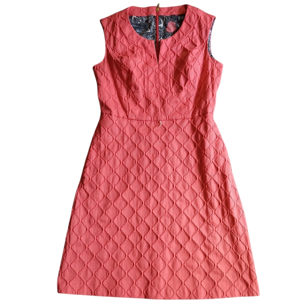 Donna Ricco Textured Coral Midi Dress